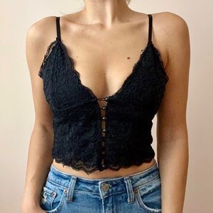 Black lace crop top